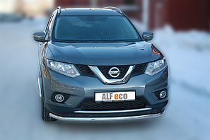 Защита переднего бампера, круглая, длинная, с углами для Nissan X-Trail T32 (2015-2018), фото 2