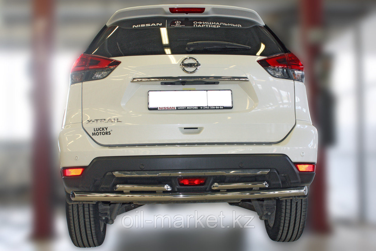 Защита заднего бампера,  двойная круглая для Nissan X-Trail  (2019-)