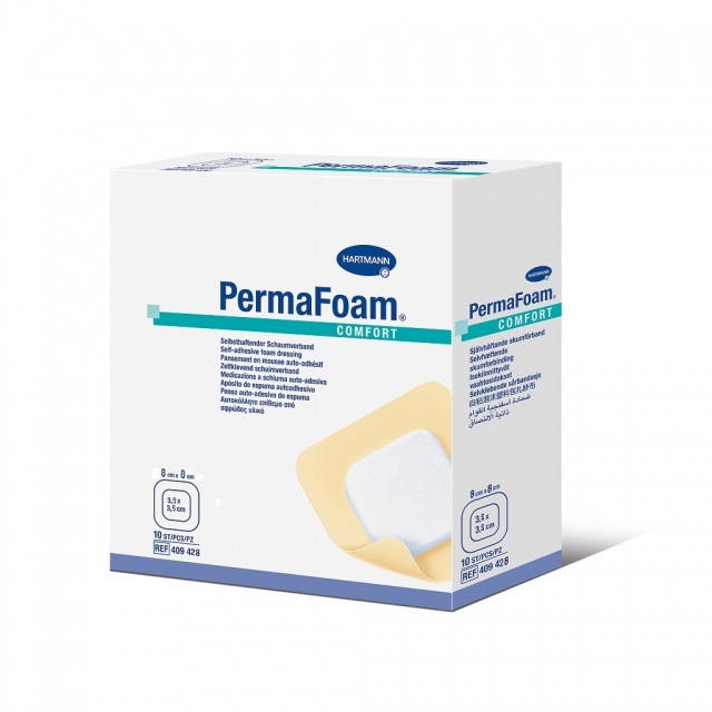 Самоклеящиеся губчатые повязки PERMAFOAM comfort 8 х 8 см