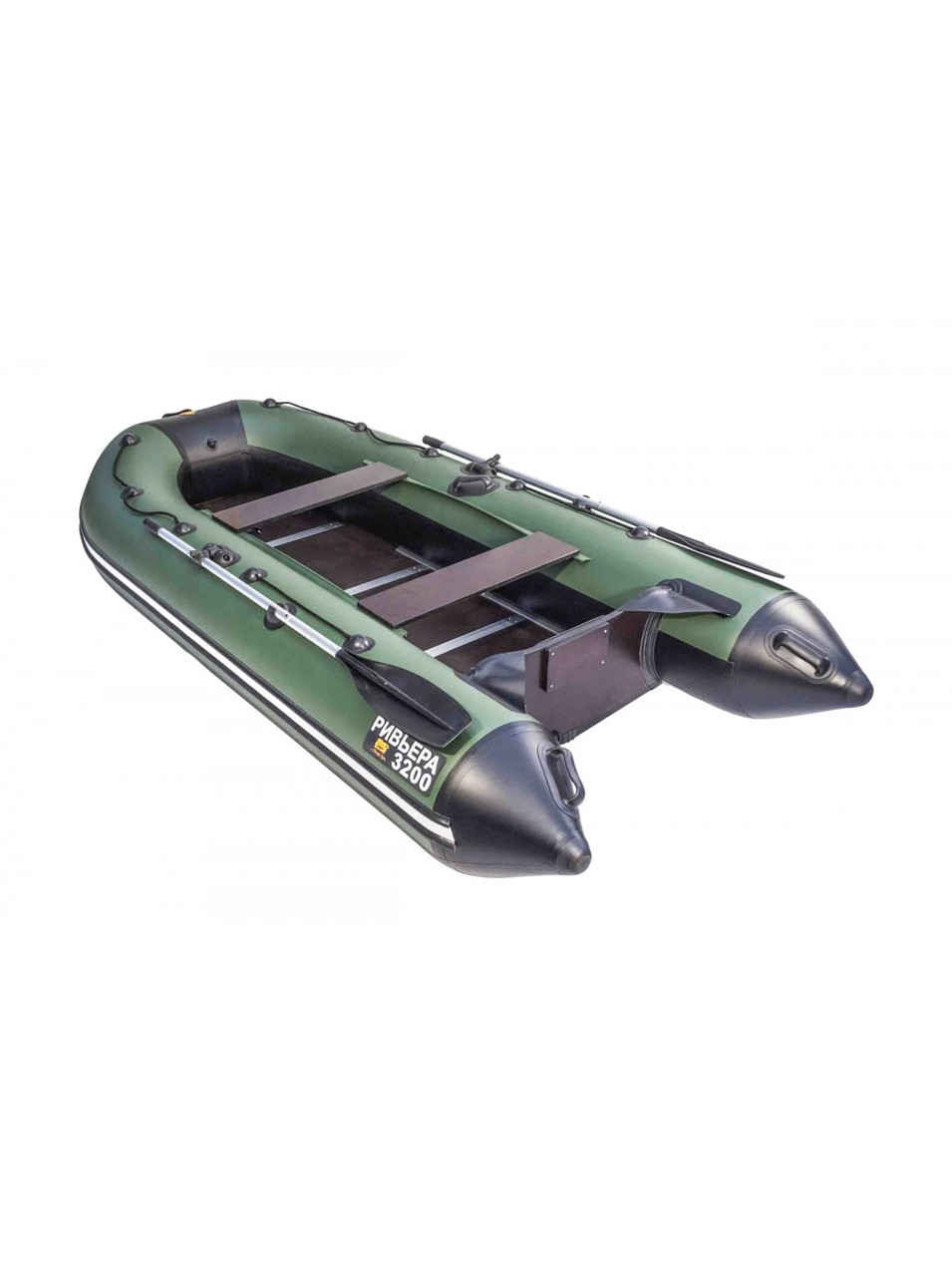 Лодка гребная Ривьера Компакт 3200 СК касатка зеленый/черный - фото 2 - id-p65743968