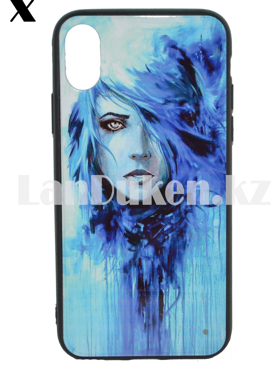Чехол на iPhone X (Apple iPhone X) принт девушка с синими волосами, фото 1