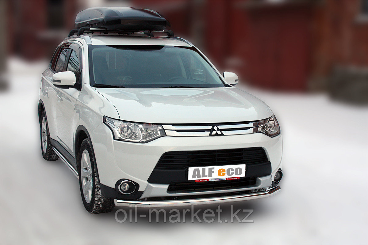Защита переднего бампера, круглая для Mitsubishi Outlander (2014-2015)