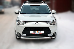 Защита переднего бампера, круглая для Mitsubishi Outlander (2014-2015), фото 4