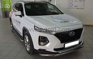 Защита переднего бампера, двойная для Hyundai Santa Fe ( 2018-), фото 2