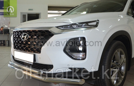 Защита переднего бампера, двойная для Hyundai Santa Fe ( 2018-)