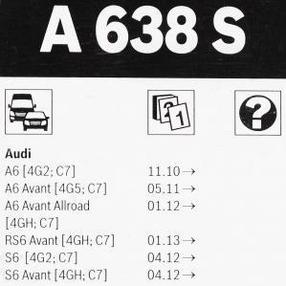 BOSCH Комплект стеклоочистителей Aerotwin 650/530mm (A 638 S) Audi A6 2.0TFSi-3.0TFSi/2.0TDi/3.0TDi 11> , фото 2