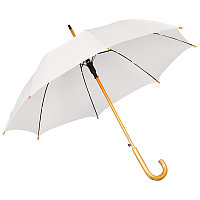 Зонт-трость с деревянной ручкой, полуавтомат, Белый, -, 7426 01