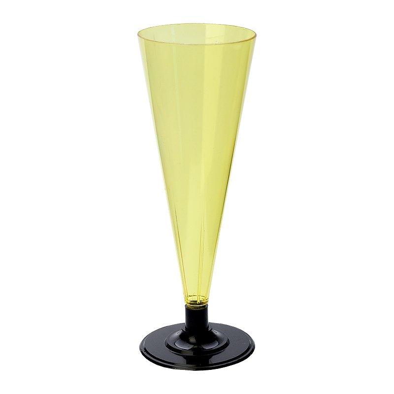 Фужер для шампанского, 0.18л, жёлтый, черная ножка, 396 шт