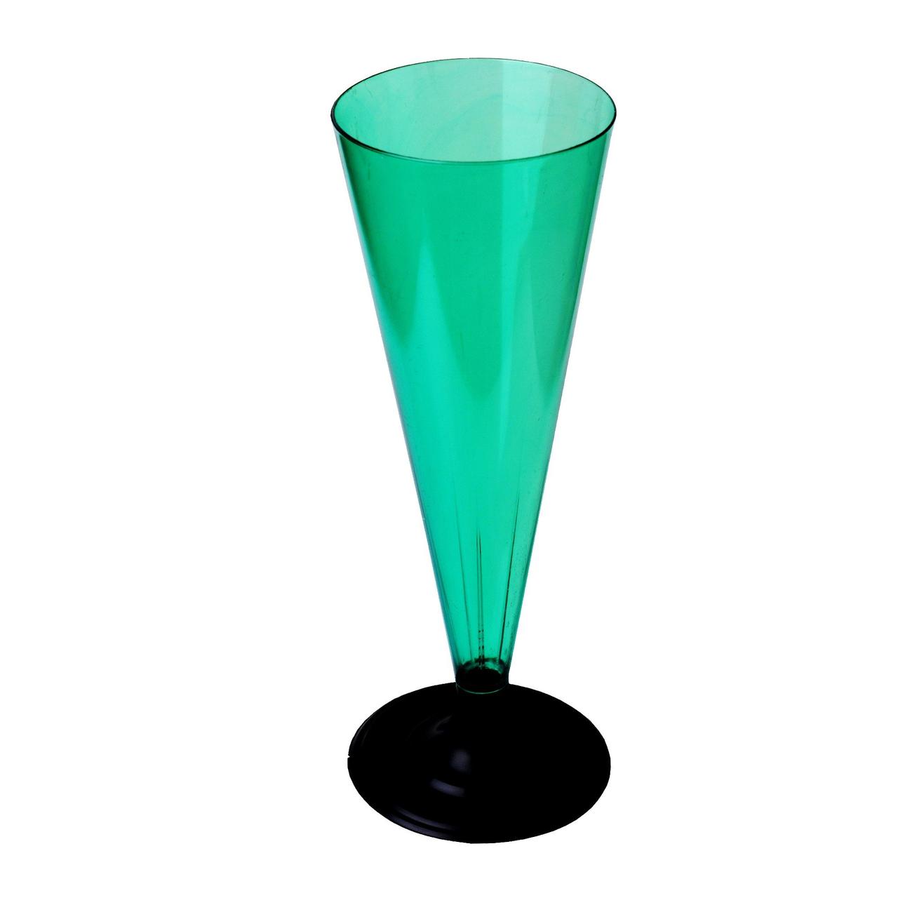 Фужер для шампанского, 0.18л, с черной ножкой, зелёная, 396 шт
