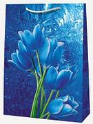 Пакет ламин. 30х40х12см "Синие цветы", бум., 10 шт