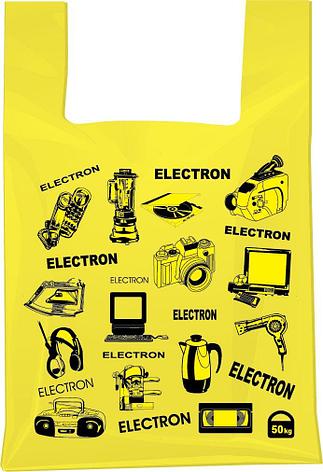 Пакет "майка" 43+18х64см ПНД, "Электроника" (жёлтый), 100 шт, фото 2