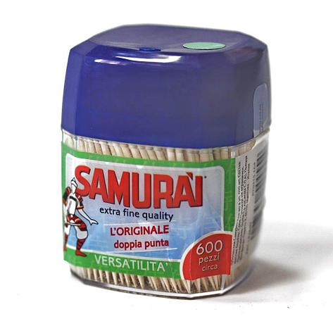 Зубочистки березовые в пластик. диспенсере 600шт. Samurai, 600 шт, фото 2