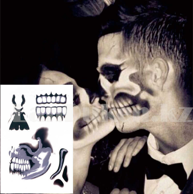 Vremennaya tatuirovka na Hellouin chelyust', nos, brov',zuby