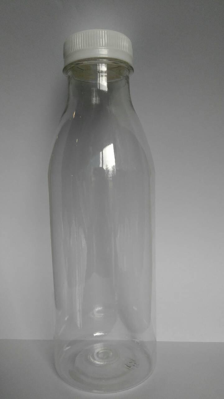 ПЭТ бутылка прозрачн., 0.5 л, h 203 мм, с крышкой, широкое горло, 100 шт - фото 1 - id-p65798271