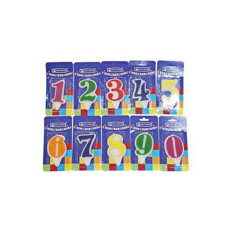 Свеча для торта цифра 0 "Волна" цвет в ассортименте вес 15г d 9*5мм, фото 2