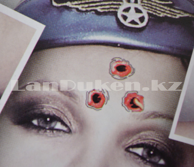 Vremennaya tatuirovka na Hellouin "Secondary yuan" zashityj shram, rot, shramy, kryl'ya letuchej myshi