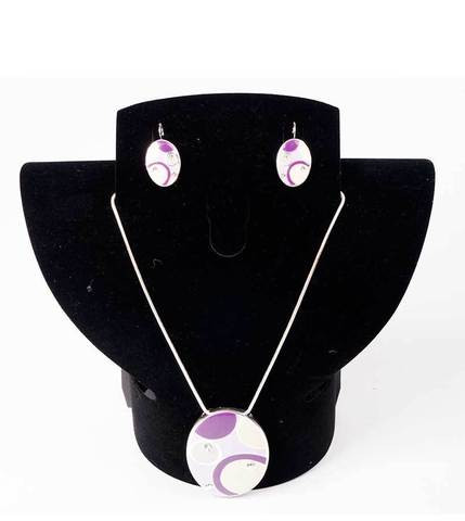 Комплект кулон и серьги Kuku Fashion Circles (Фиолетовый) - фото 1 - id-p5224144