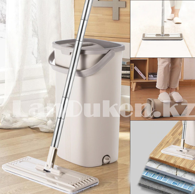 Nabor dlya uborki shvabra + vedro s otzhimom MAGIC FLAT MOP & BUCKET zelenyj