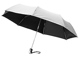 Зонт Alex трехсекционный автоматический 21,5, серебристый/черный (артикул 10901601)