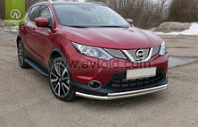 Защита переднего бампера, двойная, круглая для Nissan Qashqai (2014-2019), фото 2