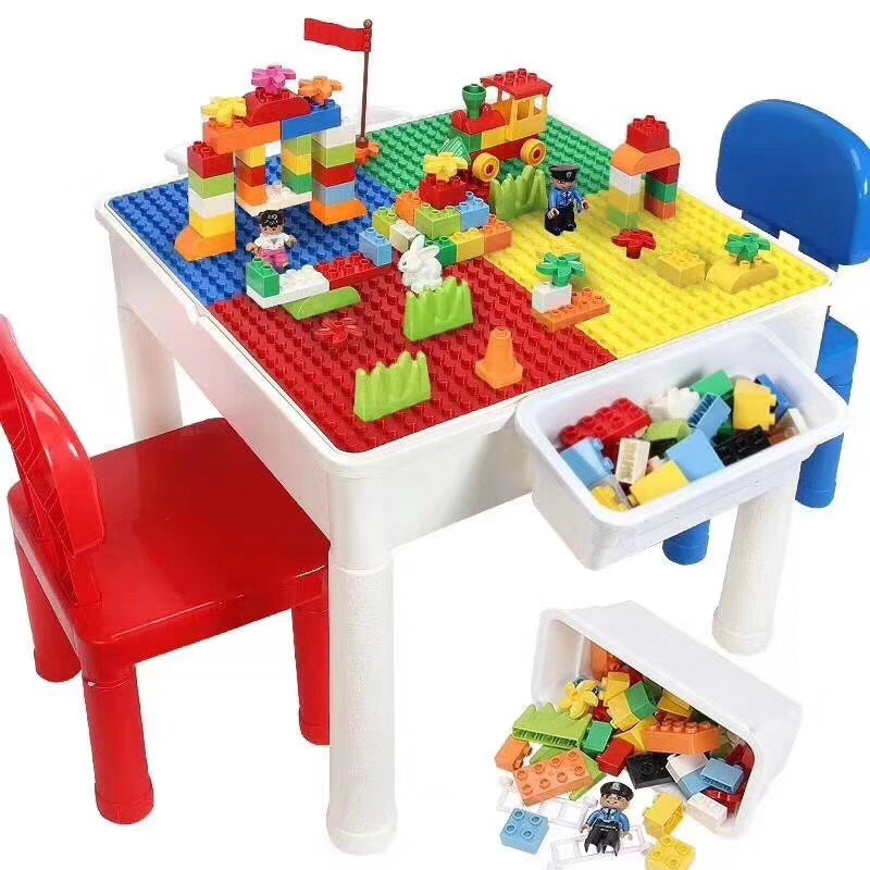 Стол конструктор Lego Duplo с 2 стульями, 3 в 1 детский стол трансформер Лего Дупло (аналог)