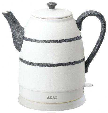 Чайник электрический из керамики AKAI [1500 Вт; 1,6 л] (Белый с чёрным) - фото 1 - id-p65896155