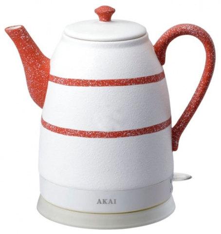 Чайник электрический из керамики AKAI [1500 Вт; 1,6 л] (Белый с чёрным) - фото 2 - id-p65896155