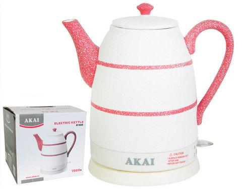 Чайник электрический из керамики AKAI [1500 Вт; 1,6 л] (Белый с чёрным) - фото 3 - id-p65896155