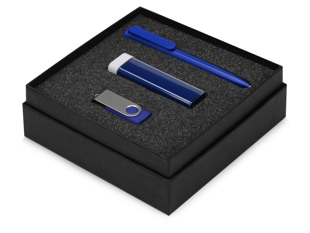Подарочный набор On-the-go с флешкой, ручкой и зарядным устройством, синий (артикул 700315.02) - фото 2 - id-p65819355