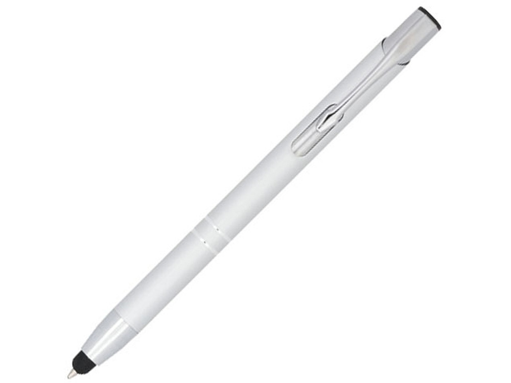 Шариковая кнопочная ручка-стилус Moneta из анодированного алюминия, серебристый (артикул 10729802)