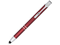 Шариковая кнопочная ручка-стилус Moneta из анодированного алюминия, темно-красный (артикул 10729808)