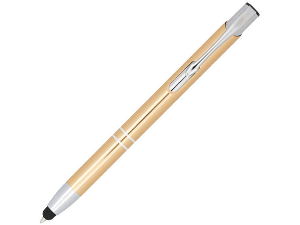 Шариковая кнопочная ручка-стилус Moneta из анодированного алюминия, золотой (артикул 10729813)