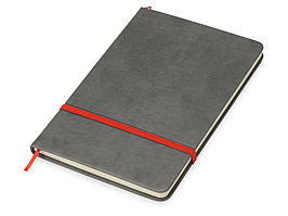 Блокнот Color линованный А5 в твердой обложке с резинкой, серый/красный (артикул 787001)