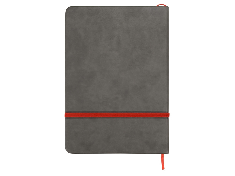 Блокнот Color линованный А5 в твердой обложке с резинкой, серый/красный (артикул 787001) - фото 4 - id-p65820041