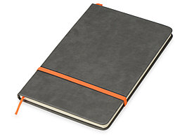 Блокнот Color линованный А5 в твердой обложке с резинкой, серый/оранжевый (артикул 787008)