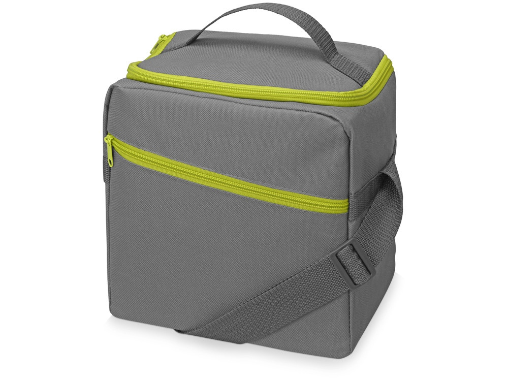 Изотермическая сумка-холодильник Classic c контрастной молнией, серый/зел яблоко (артикул 938618)