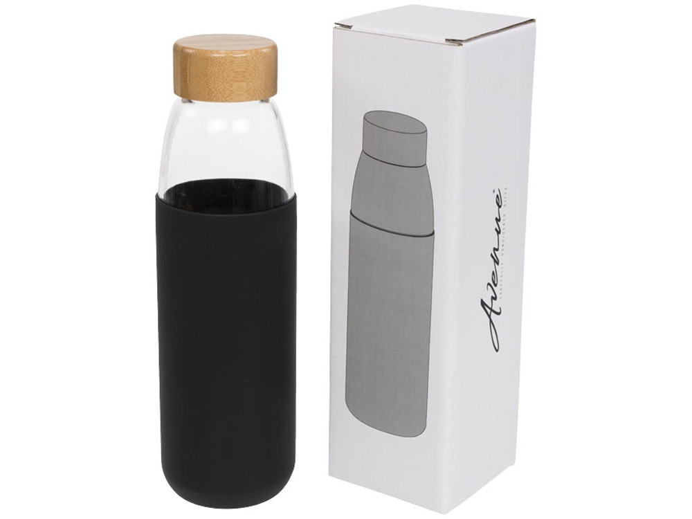 Стеклянная спортивная бутылка Kai с деревянной крышкой и объемом 540 мл, черный (артикул 10055000) - фото 1 - id-p65820905