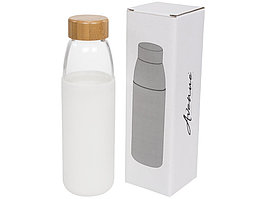 Стеклянная спортивная бутылка Kai с деревянной крышкой и объемом 540 мл, белый (артикул 10055001)