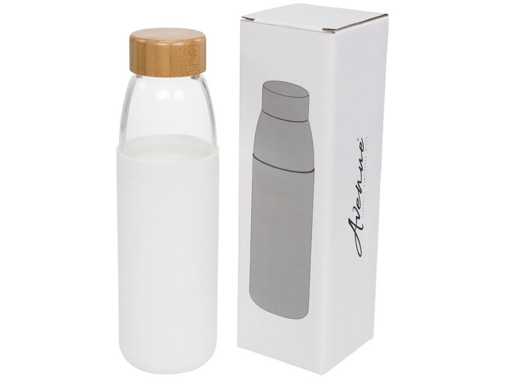 Стеклянная спортивная бутылка Kai с деревянной крышкой и объемом 540 мл, белый (артикул 10055001) - фото 1 - id-p65820906