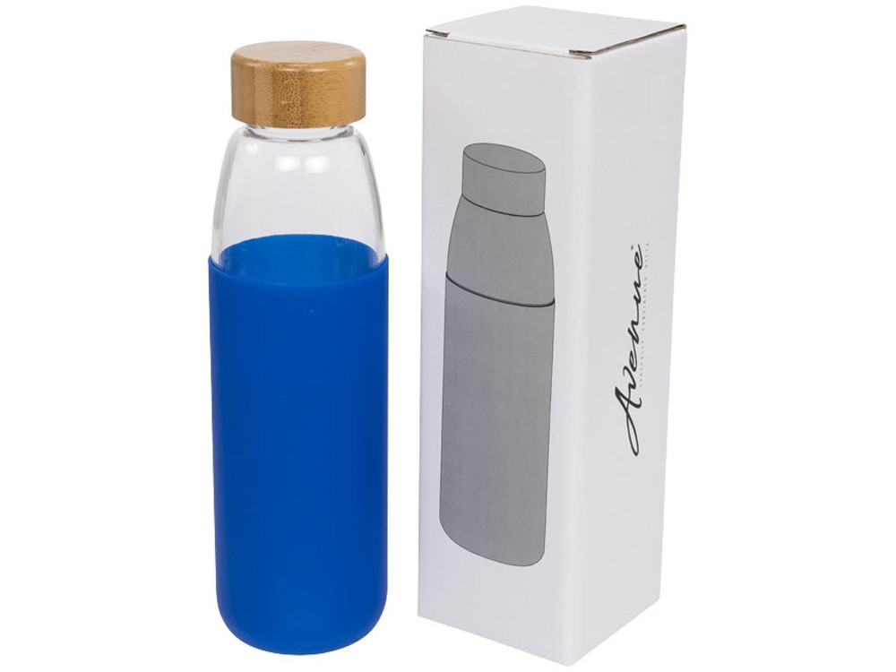 Стеклянная спортивная бутылка Kai с деревянной крышкой и объемом 540 мл, синий (артикул 10055002) - фото 1 - id-p65820907