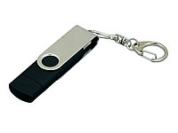 Флешка с  поворотным механизмом, c дополнительным разъемом Micro USB, 16 Гб, черный (артикул 7030.16.07), фото 1