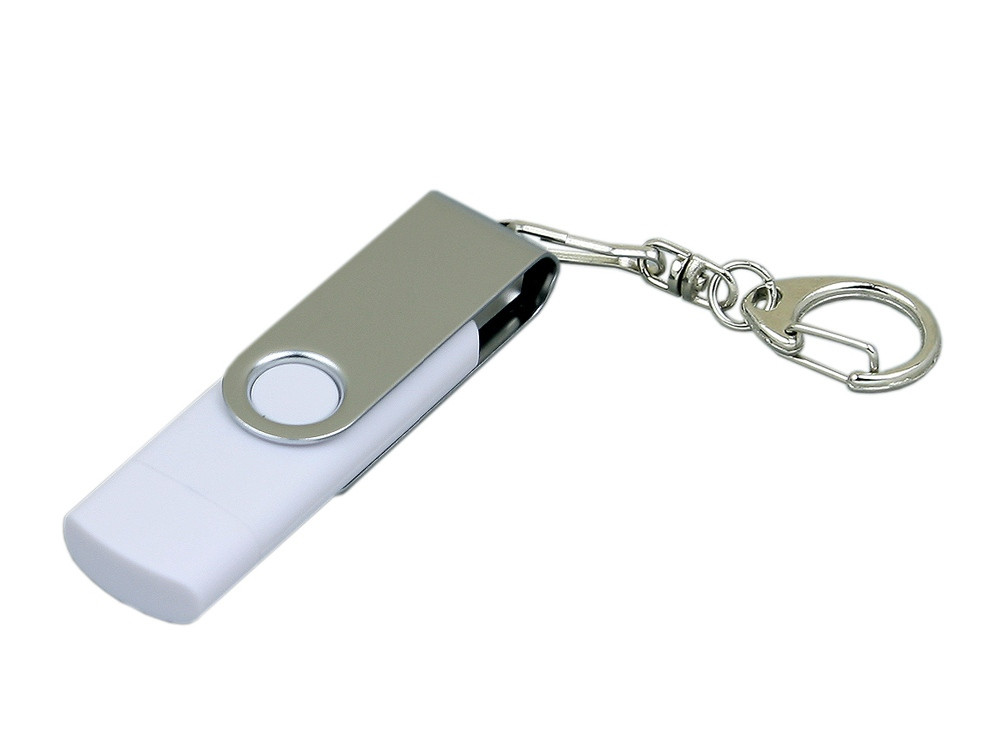 Флешка с поворотным механизмом, c дополнительным разъемом Micro USB, 32 Гб, белый (артикул 7030.32.06) - фото 1 - id-p65821800