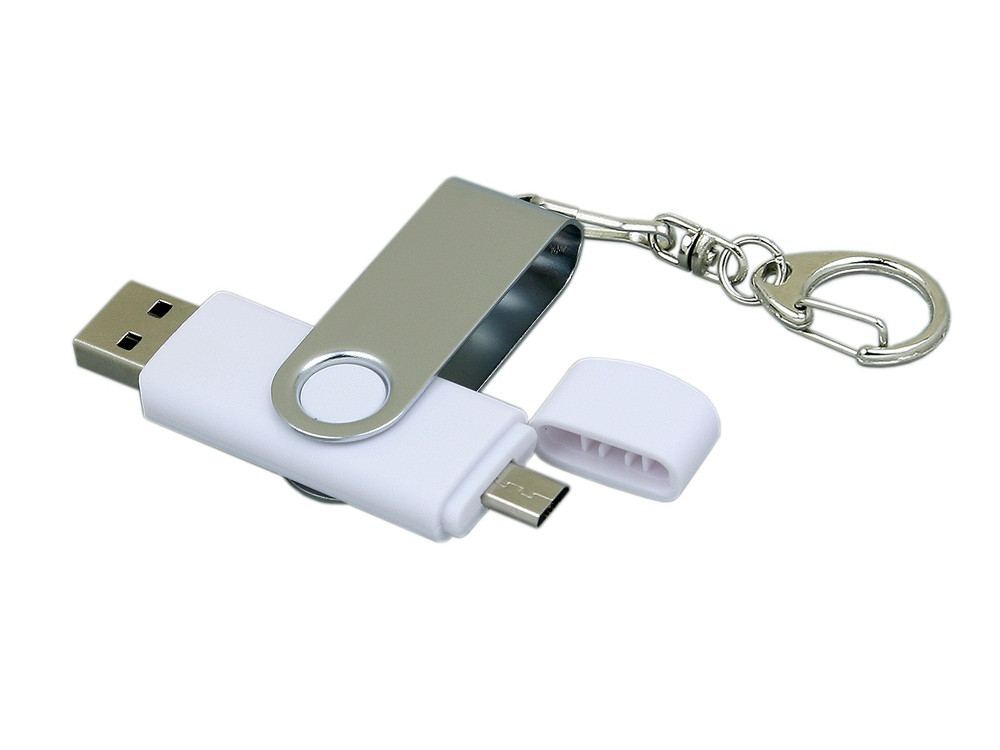 Флешка с поворотным механизмом, c дополнительным разъемом Micro USB, 32 Гб, белый (артикул 7030.32.06) - фото 2 - id-p65821800