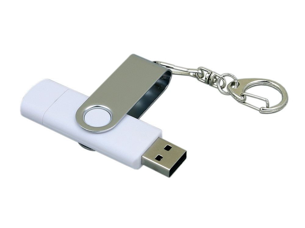 Флешка с поворотным механизмом, c дополнительным разъемом Micro USB, 32 Гб, белый (артикул 7030.32.06) - фото 3 - id-p65821800