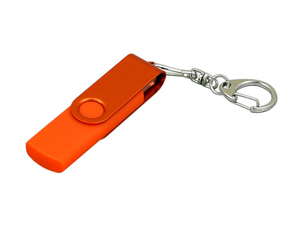 Флешка с поворотным механизмом, c дополнительным разъемом Micro USB, 16 Гб, оранжевый (артикул 7031.16.08) - фото 1 - id-p65821822