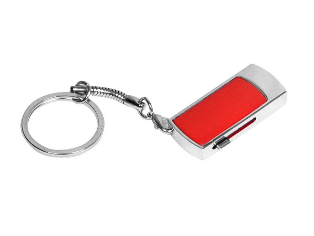 Флешка прямоугольной формы, выдвижной механизм с мини чипом, 16 Гб, красный/серебристый (артикул 6401.16.01)