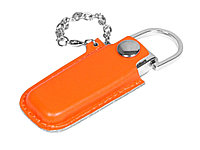 Флешка в массивном корпусе с кожаным чехлом, 64 Гб, оранжевый (артикул 6214.64.08)