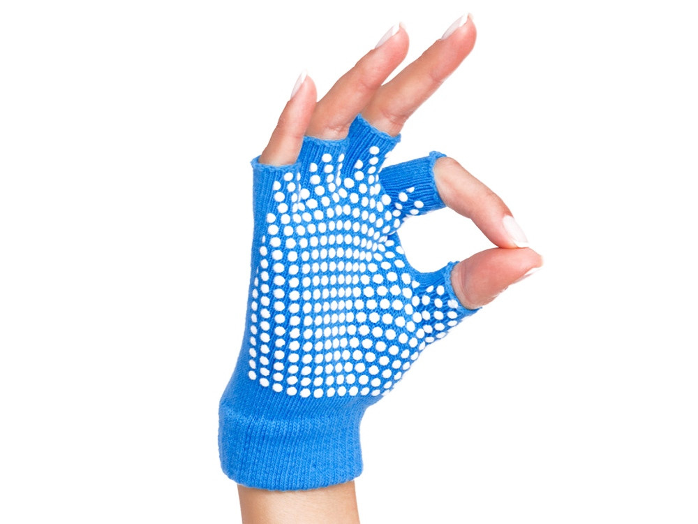 Перчатки противоскользящие для занятий йогой, голубой (артикул 80277) - фото 2 - id-p65822381