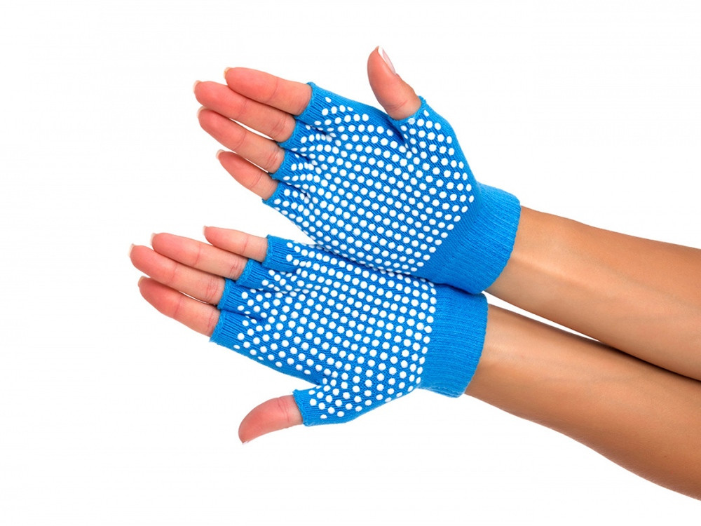Перчатки противоскользящие для занятий йогой, голубой (артикул 80277) - фото 4 - id-p65822381