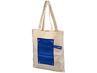 Хлопковая рулонная сумка-тоут на кнопках, натуральный/синий (артикул 12040702)